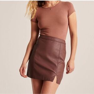 NWT Abercrombie & Fitch High Rise Brown Leather Mini Skirt